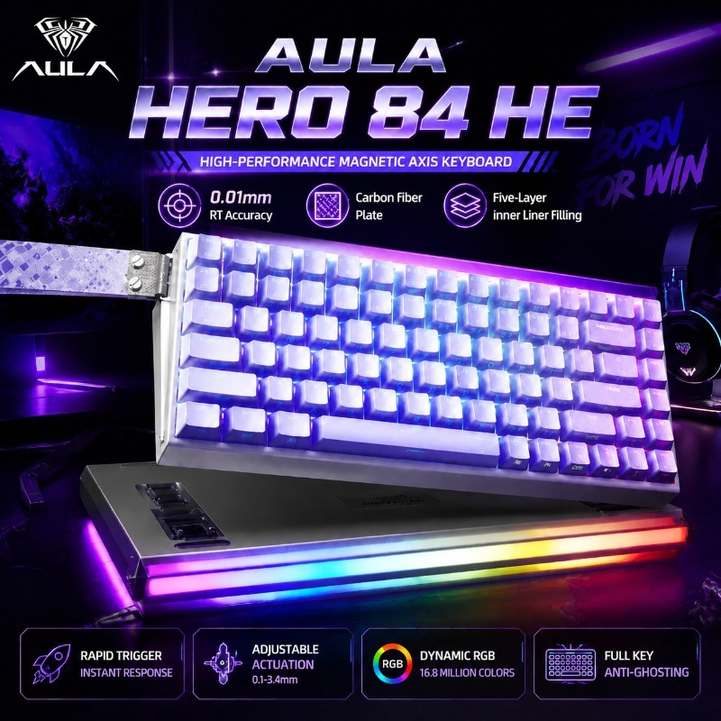 Gaming Keyboard Backlit - AULA HERO84 Keyboard Gaming Mekanis Magnetik