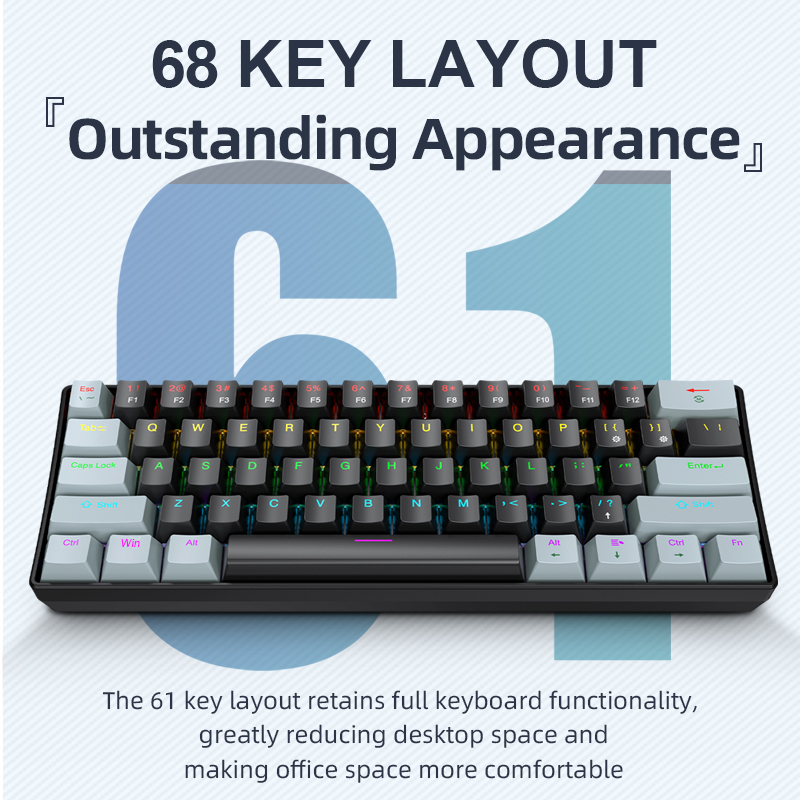 Gaming Keyboard E Yooso - APAYADO K61 Keyboard Mekanis Mini, Berkabel,