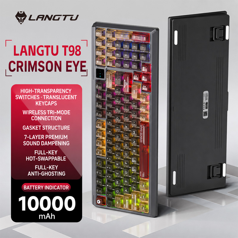 Gaming Keyboard And Mouse Combo Wireless - Langtu T98, Keyboard Mekanik Kustom dengan
