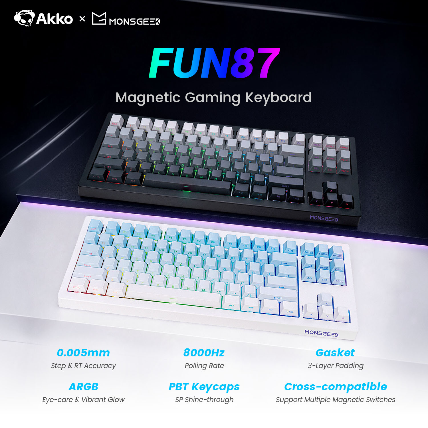 Akko x Monsgeek FUN87 HE Keybo - Gaming Keyboard Tkl ulasan dan harga